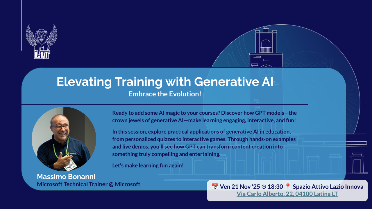 Event cover image AI generativa a supporto della formazione: l'evoluzione del training!